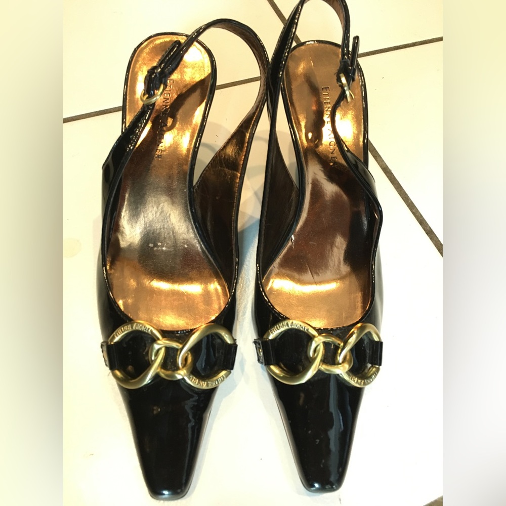 Etienne Aigner Patent Leather Slingback Heels